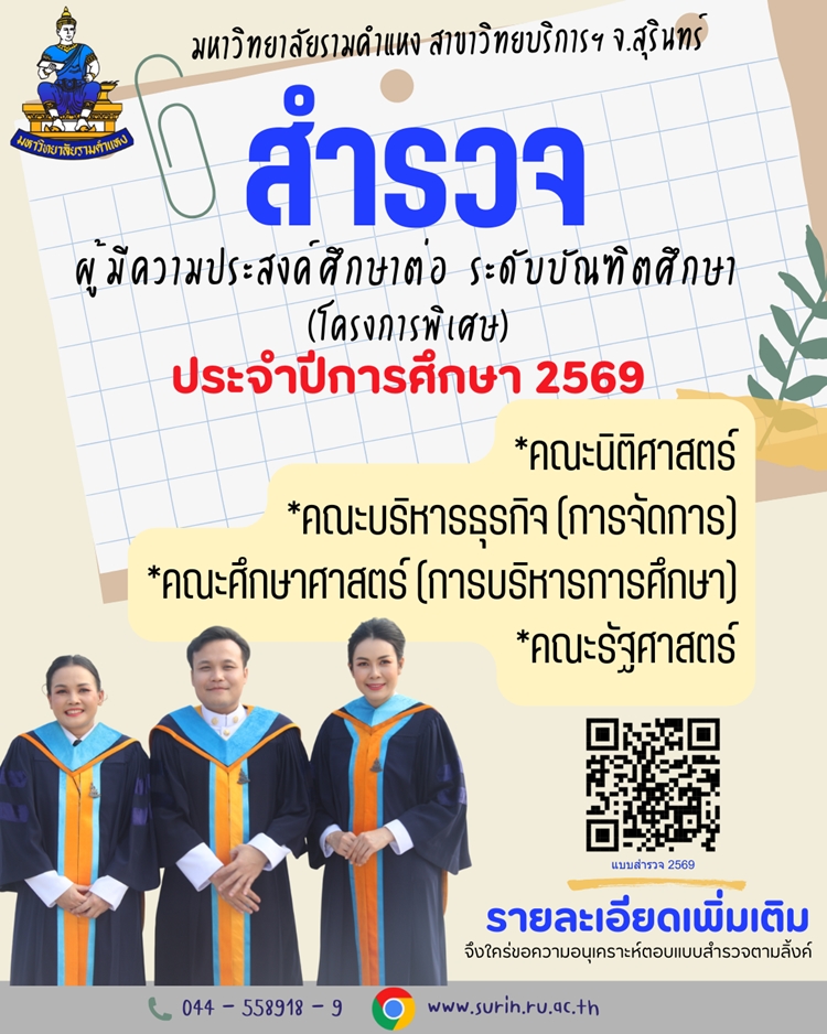 แบบสำรวจรายชื่อผู้มีความประสงค์ศึกษา ระดับบัณฑิตศึกษา (โครงการพิเศษ)